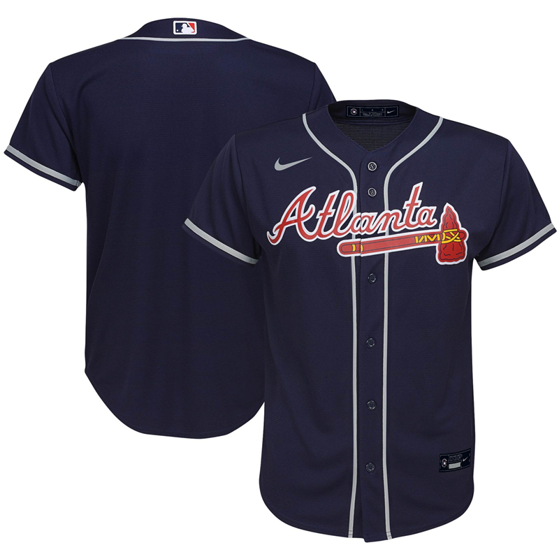 2020 MLB Youth Atlanta Braves Nike Navy Alternate 2020 Replica Team Jersey 1->youth mlb jersey->Youth Jersey